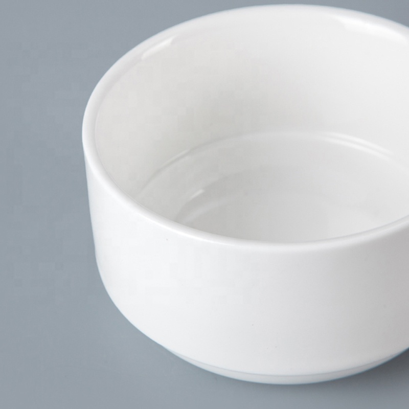 Hotel Crockery White Tableware Stacking Soup Unhandled, Restaurant Hotel Supplies Ceramic Soup Bowl^
