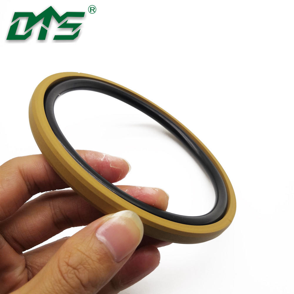 Yellow Color Bronze PTFESPGO Seals With Inclined Cut Grooves for Excavator Hydraulic Cylinder