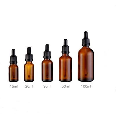 Cosmetic glass essential oil amber clear dropper bottle