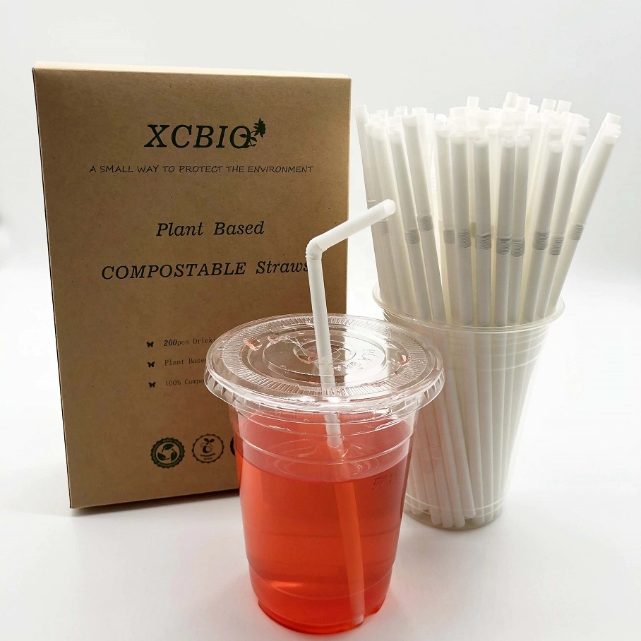 CPLA Plant Based 100%Biodegradable Compostable White curved Drinking Straw