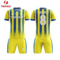 Man Plain Shirt Yellow Blue Score Soccer Uniform