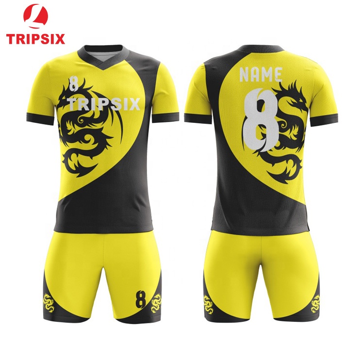 Custom Blank Orange Black Yellow Soccer Jersey Kit