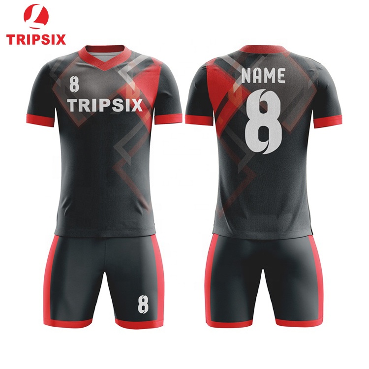 Made In China Custom Design Sublimated Black Orange Soccer Jersey
