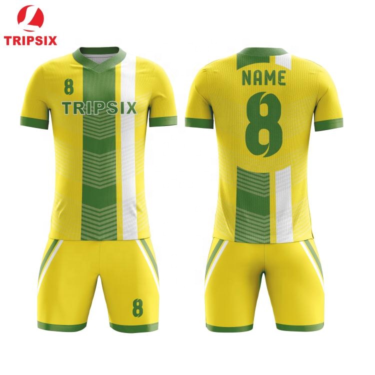 New Model Trendy Plain Polyester Yellow Sport Football Jersey