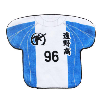 100% cotton custom digital print irregular sports shirt shape hand towel Chinese manufacturer