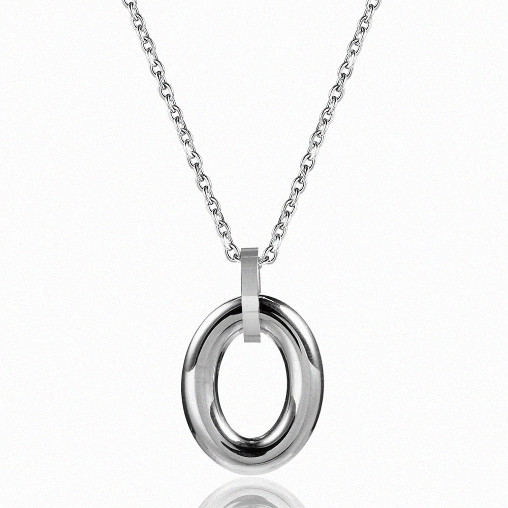 Jaocii RTS Spot Stock Stainless Steel Personalized Oval Pendant Short Chain Necklace