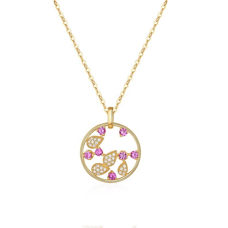 Joacii Solides oroor massif Women Diamond Fine Jewelry 14K Gold Hollow Necklace