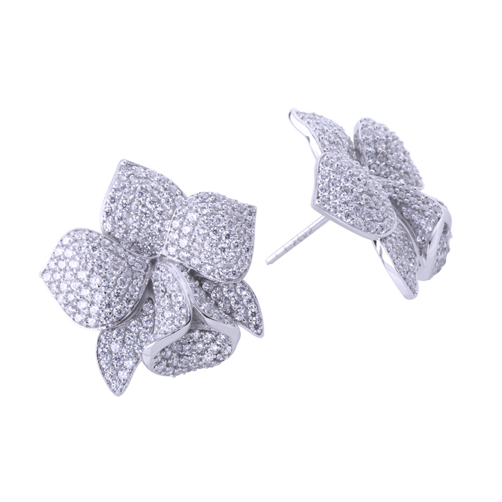 Full pave cz wholesale silver stud cheap earrings made in china