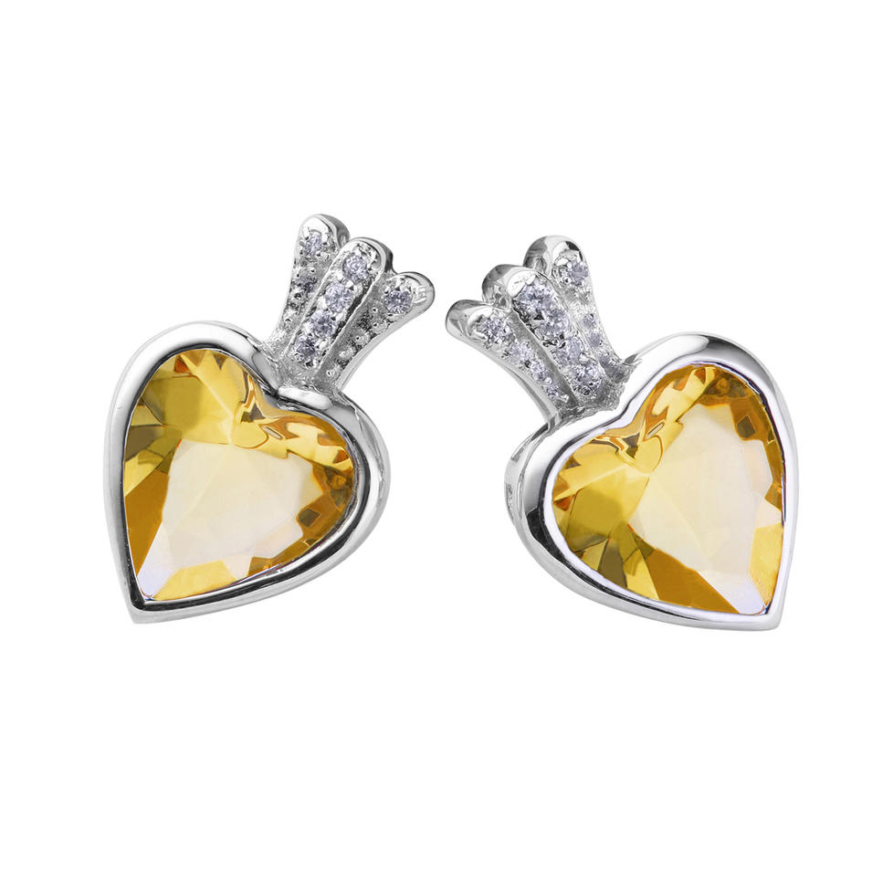 Custom design 925 silver cz heart girls earrings