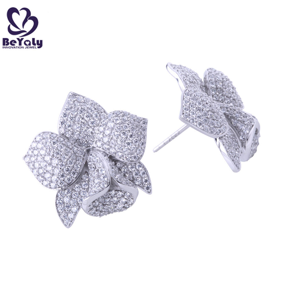 product-Full pave cz wholesale silver stud cheap earrings made in china-BEYALY-img-3