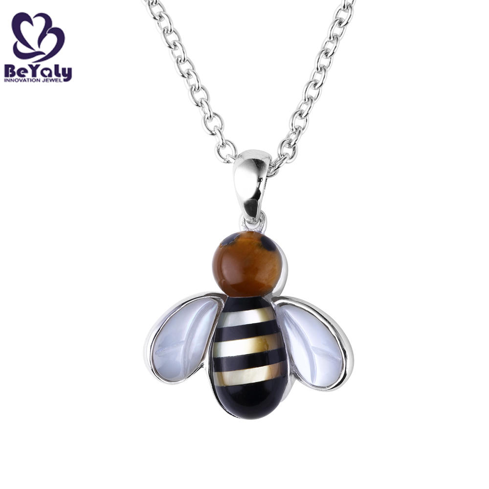 Bee shape shell silver personalized jewelry funny necklace