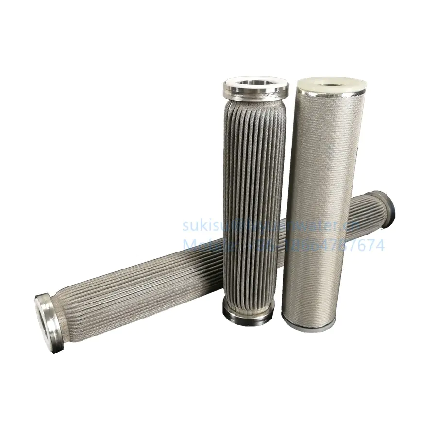 10 20 inch SUS 304/316L stainless steel pleated filter cartridge for oil/water/liquid purification