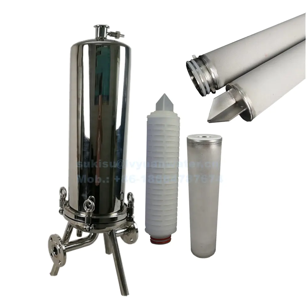 candle type liquid filter with plastic EPDM/Silicone gasket 10 microns doe sintered metal filter cartridge