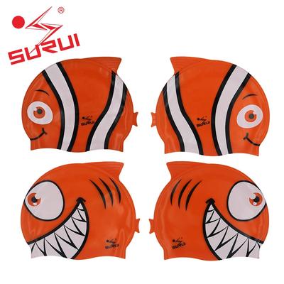 Cartoon Silicone Kids fish Swimming Cap with Your Logo