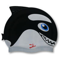 Custom Cartoon Kids Waterproof Swim Caps 100% Silicone