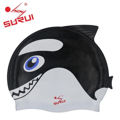 2019 newest design cool cartoon swim cap for kids,child unique shark/fish-shaped waterproof silicone swimming caps
