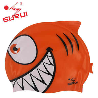 China Wholesale Oem Service Baby Silicone Swim Cap Silicone Kid With Logo cute fish swimming cap