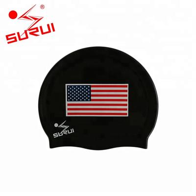 National Flag Silicone Adult Keep Hair Dry Custom Swimming Caps for Sale