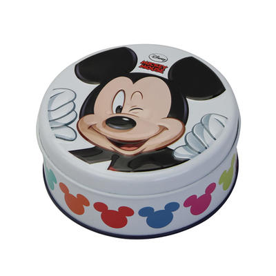 Wholesale mickey mouse cartoon pattern round mini candy tin box decorative gift tin box