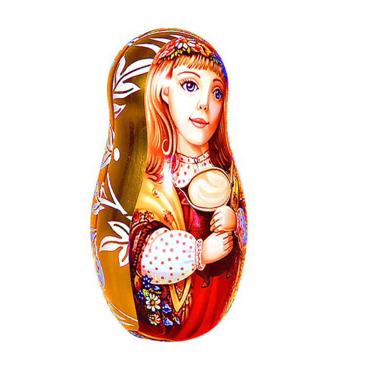 factory direct sale Russian dolls tin box for chocolate candy