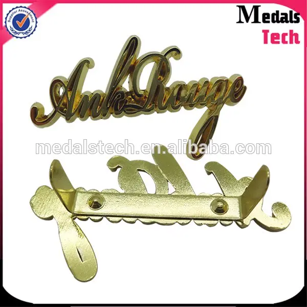 Fashion casting shiny gold square metal metal plates for clothing decorative nameplates