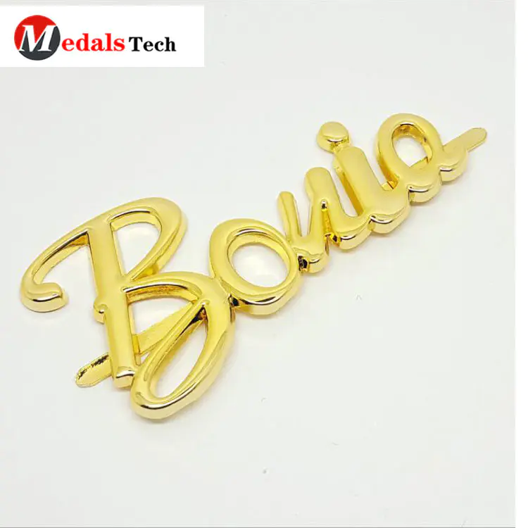 Fashion custom gold engraved logo mini metal brand label