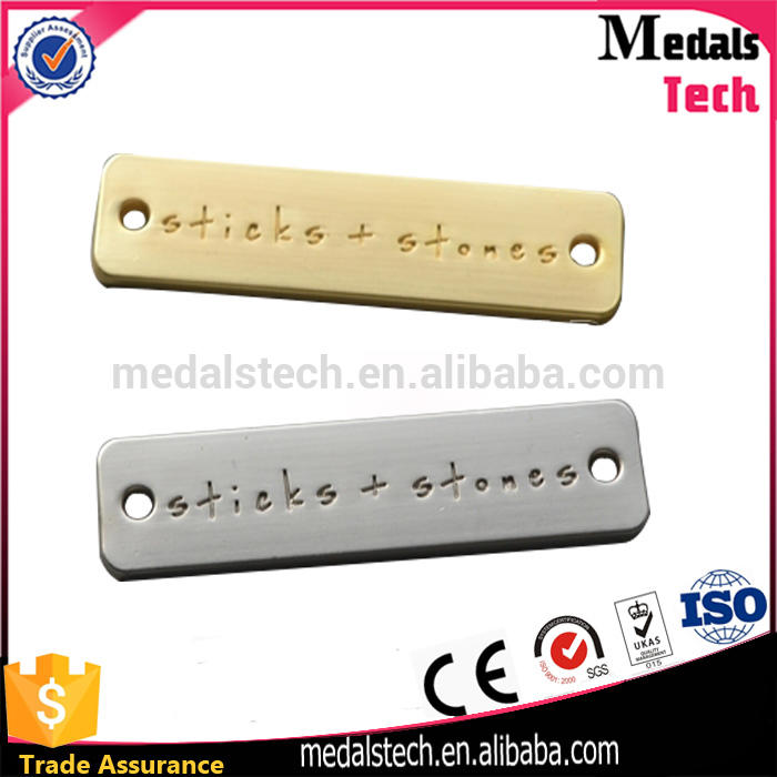 Bulk wholesale custom fashion bag label engraved brass name plate with personalized logo