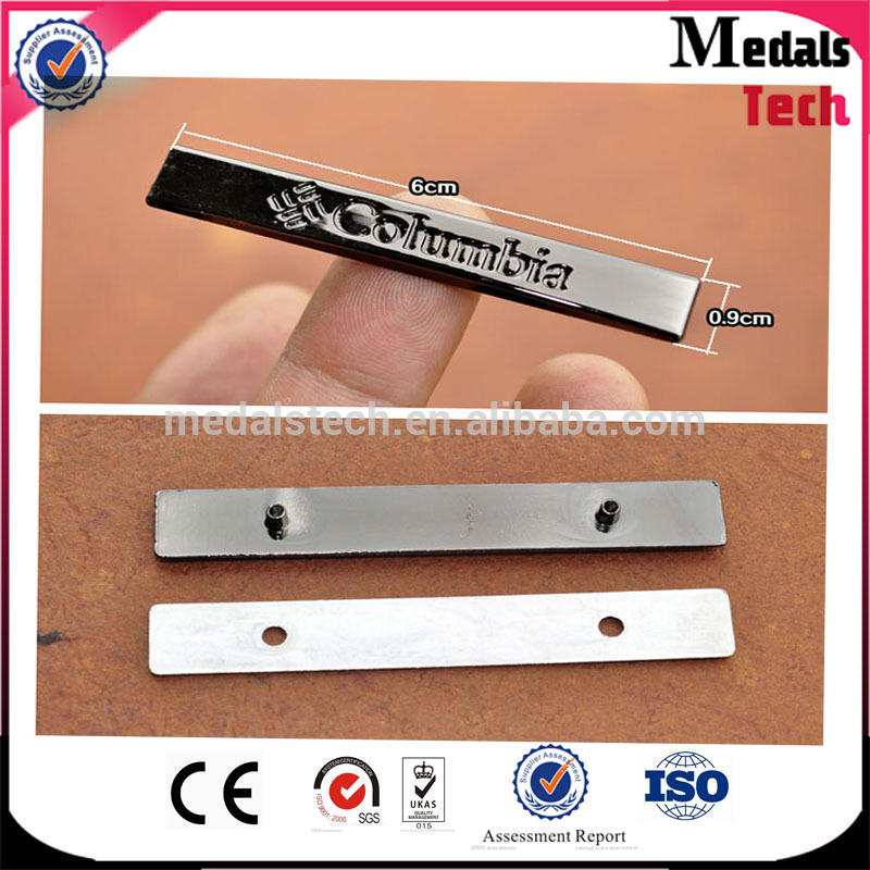 Personalized metal shoe brand nameplate / metal lapel pin for bag/metal bag brand with buckle