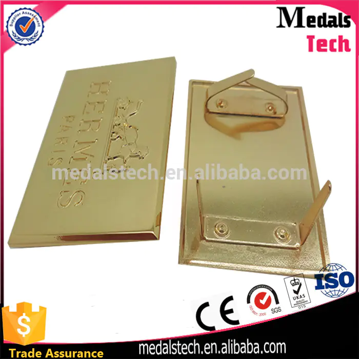 Zinc alloy 3D letter shape silver goldplated custom metal logo plate for handbags