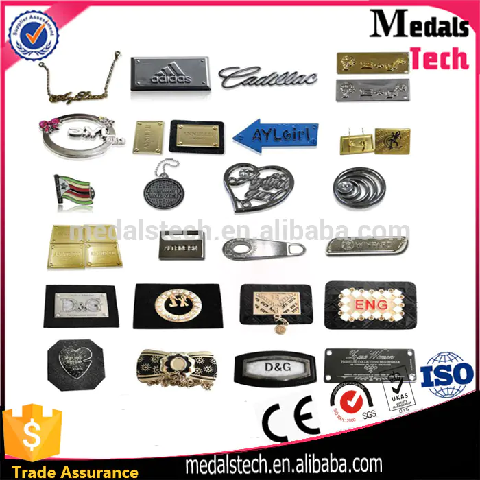 Wholesale custom logo metal plaque custom metal logo name plaque for handbags
