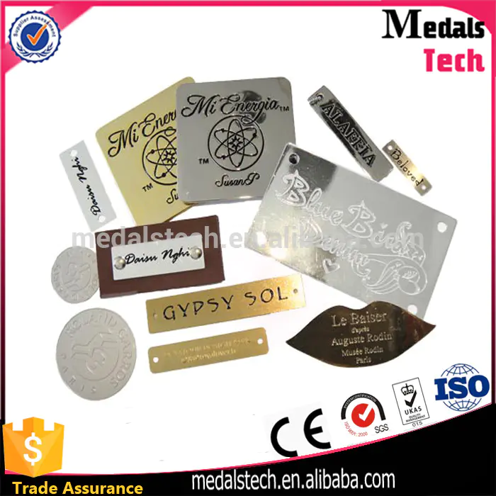 Hot Sell custom embossed alloy material antique metal brand logo label sew
