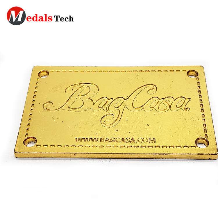 Wholesale custom zinc alloy recessed logo gold plating nameplate