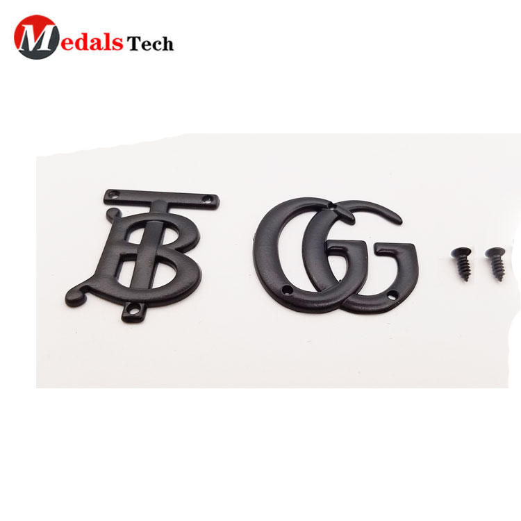 Fashion 2 holes screw antique nickle plate personalized logo metal nameplate handbag label garment