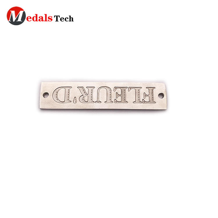 Chinese factory engraved logo mini stainless steelmetal plate for bag