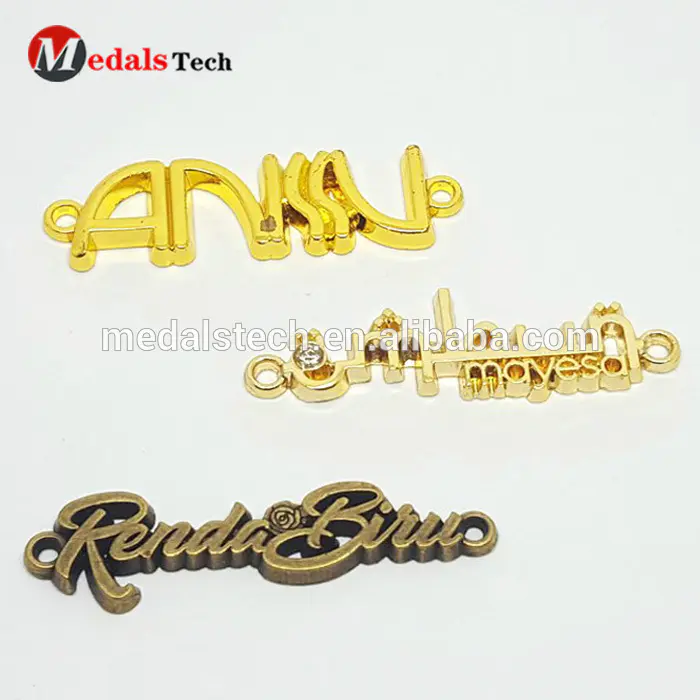 Fashion Custom Gold Letters Metal Logo Label For Handbag