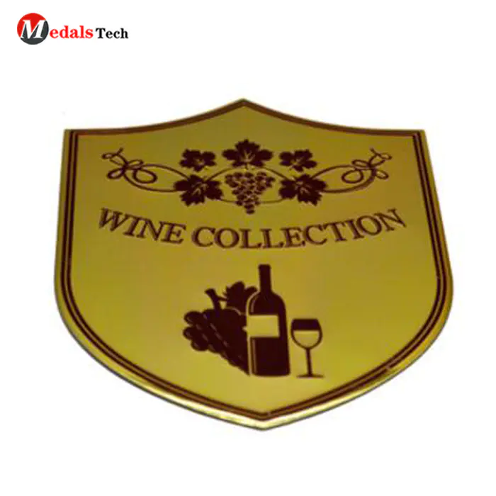 Professional custom bronze plating embossed logo wine beer champagne bottle nameplate