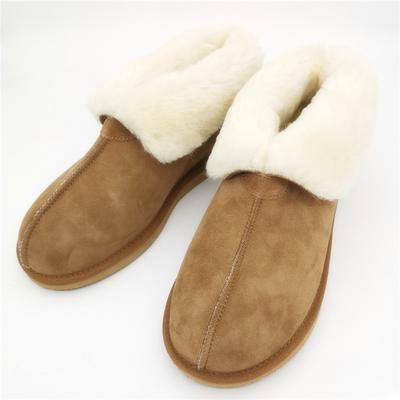 HQS-WS008 Luxury custom sheep fur slippers winter thermal wool slippers high quality genuine sheepskin slippers for women
