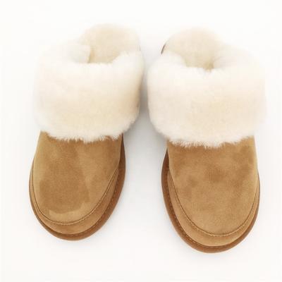 HQS-WS009 Customized classic leather slippers premium quality winter genuine sheepskin slippers for women