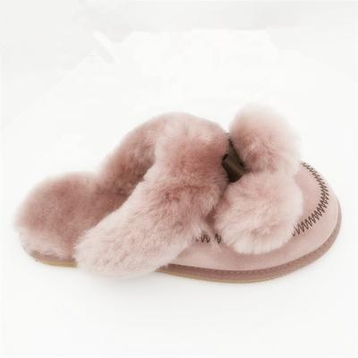HQS-WS007 Fashion bestselling sheep fur slippers custom winter wool slippers genuine sheepskin slippers for women