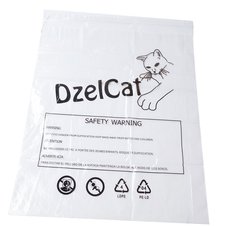 High Quality Clear Plastic Printed PE Self-adhesive bags with suffocation warning