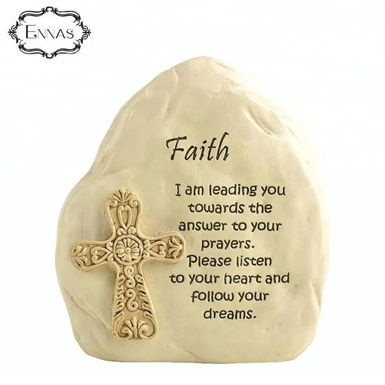 Faith rock decor with cross for home ornament