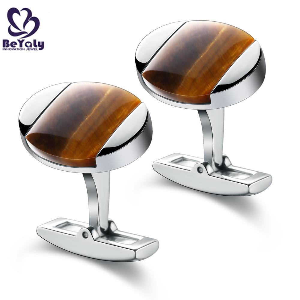 product-Wholesale cheap stainless steel wooden shell oval cufflinks-BEYALY-img-3