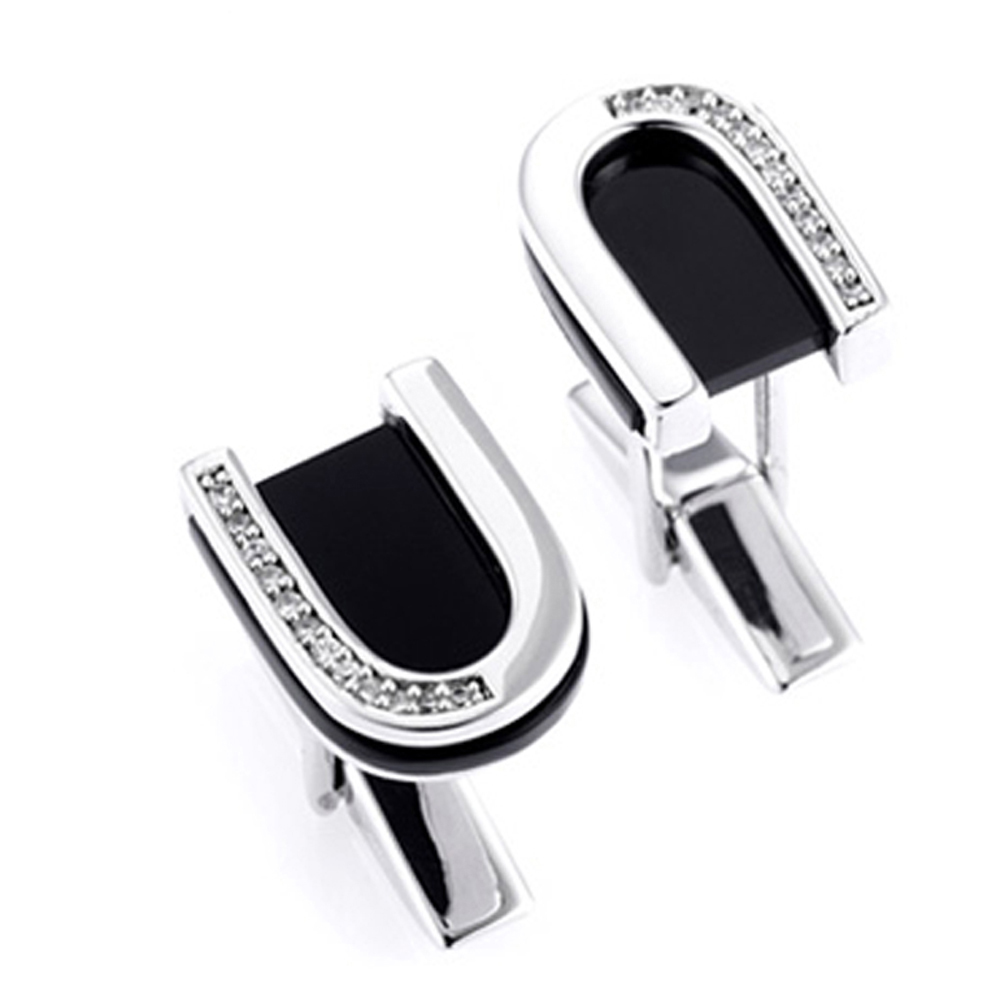 Fresh horseshoe shape design men love platinum cufflinks