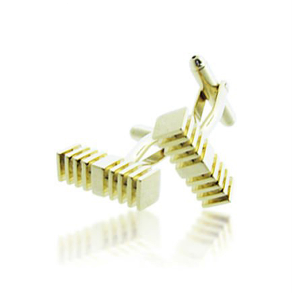 Yellow enamel shiny cube cuff link and tie clip set engraved