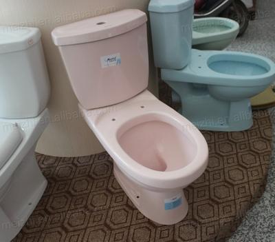 Bathroom two piece pink color wc toilet