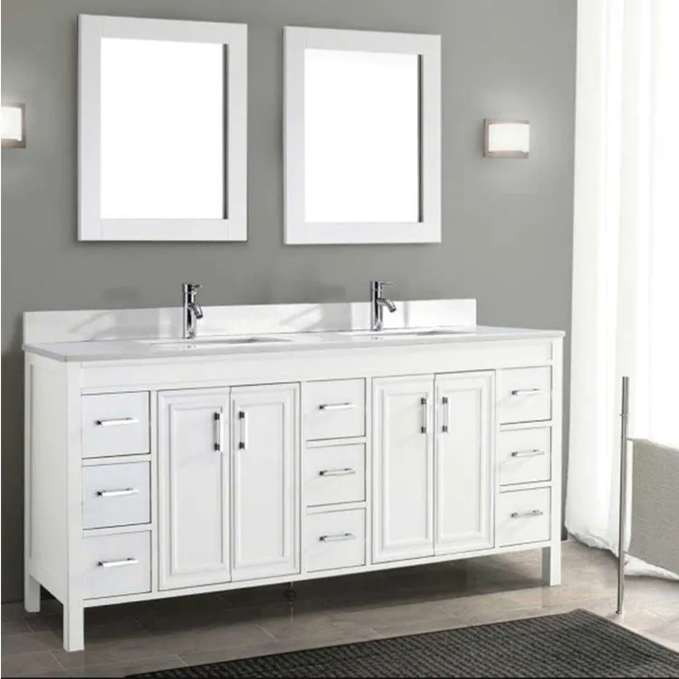 China Bathroom Furniture,Bathroom Vanities In White 2 Sink