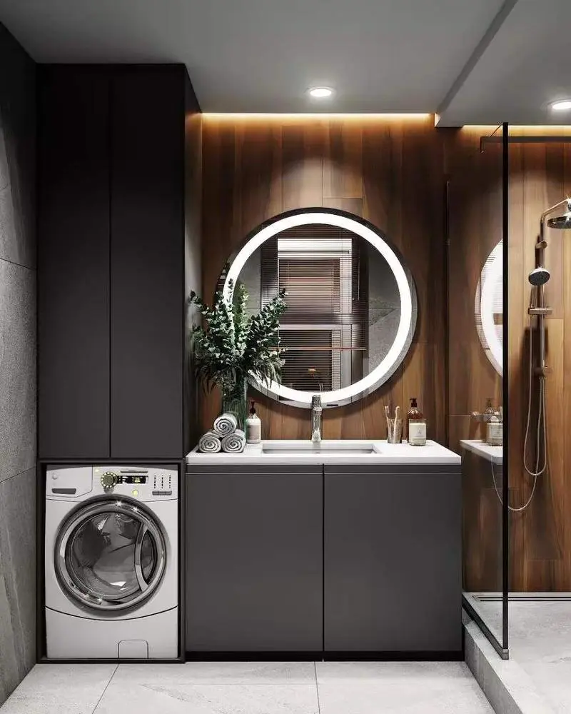 Modern Style Solid Wood Material Black Bathroom Vanity