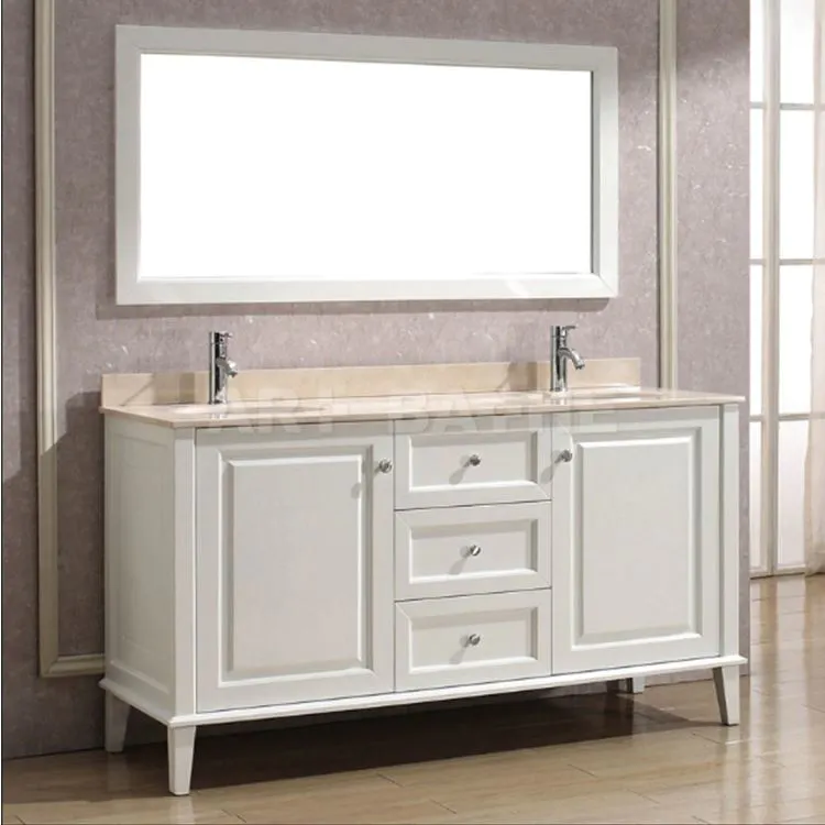 Modern White Bathroom Double Vanity Cabinet For Hotel