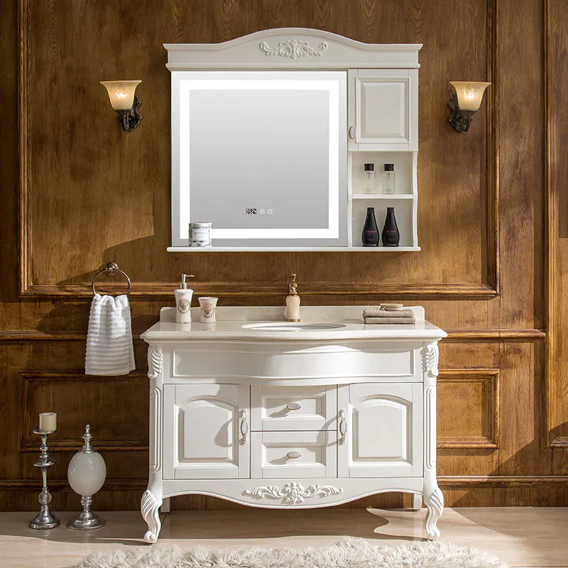 Custom American solid wood smart mirror cabinet bathroom vanity