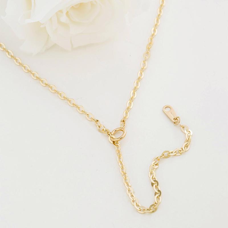 14K Gold Chain Corrugated Oval Chain, Sweater Chain O-Necklace 40cm